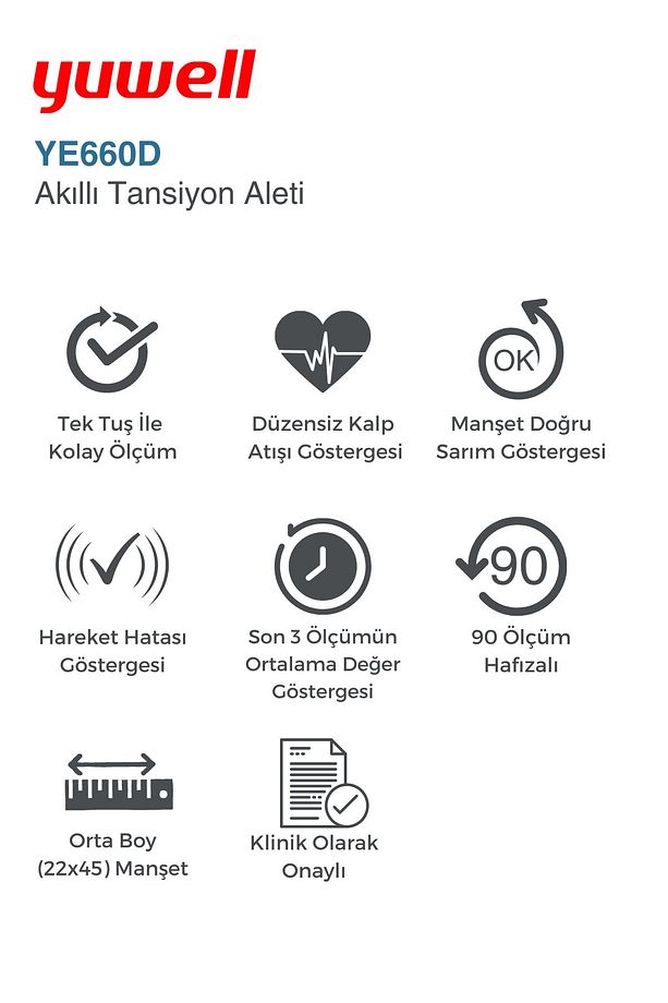 Akıllı Tansiyon Aleti Koldan Ölçer Ye660d - 6
