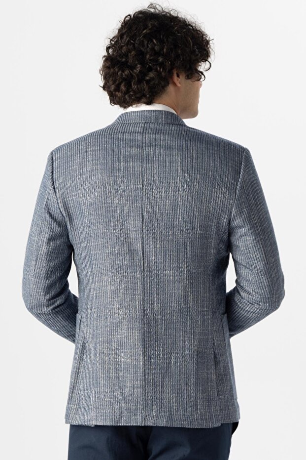 Slim Kalıp Armürlü Ceket - 3