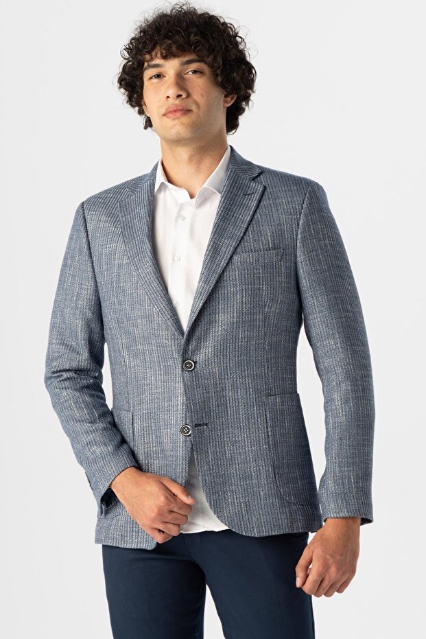 Slim Kalıp Armürlü Ceket - 5