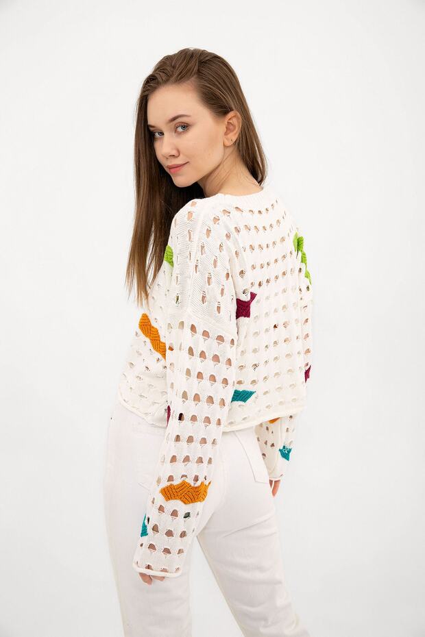 Delikli Triko Crop - 4