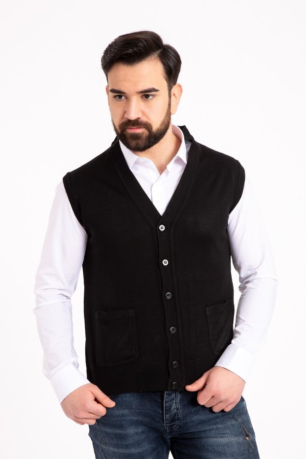 Men's Middle Age and Above Thin Wool Knitwear Knitted Dad Vest 5110