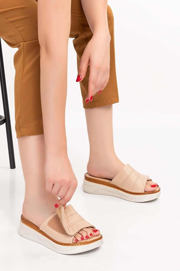 Genuine Leather Anatomical Sole Wedge Heel Slippers Slt.225