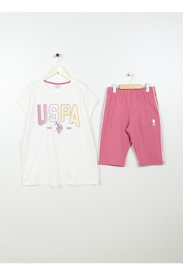 Printed Beige Girls' Pajama Set Us1429