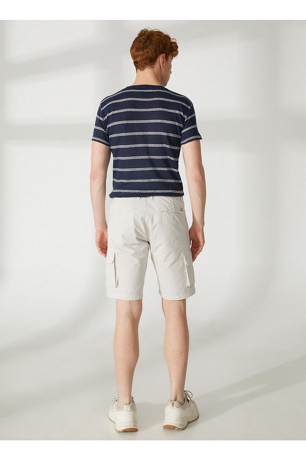Normal Bel Slim Fit Taş Erkek Bermuda Şort Fmellısstone - 5