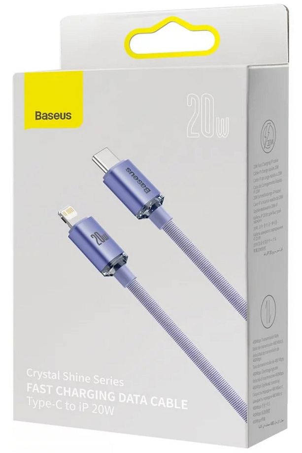 Crystal Shine Fast Charging 20w 120 Cm Type-c To Lightning Şarj Data Kablosu Mor - 5