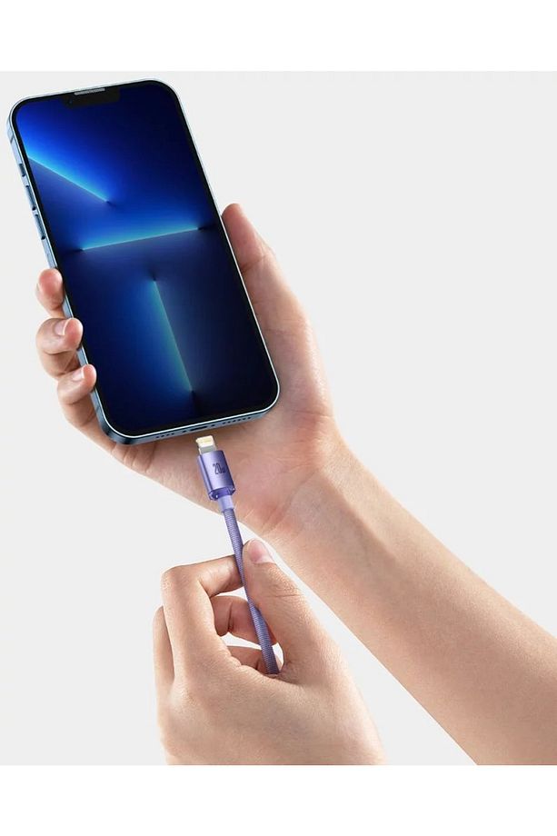 Crystal Shine Fast Charging 20w 120 Cm Type-c To Lightning Şarj Data Kablosu Mor - 6