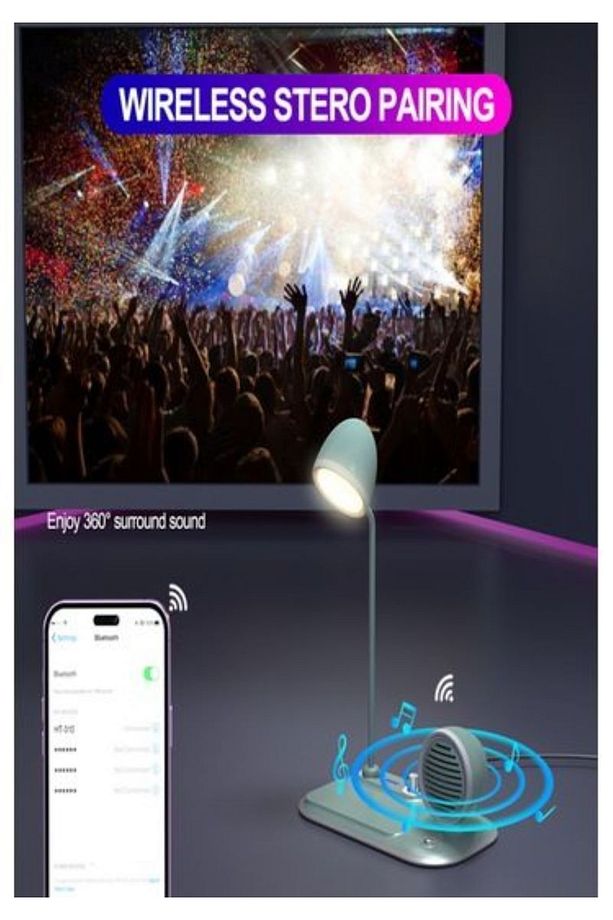 Masa Lambası 3 In 1 Cep Telefonu Kablosuz Hızlı Şarj Bluetooth Hoparlör 3 Mod Masa Lambası - 5