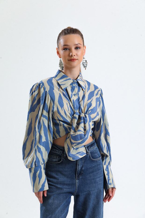 Buttoned Patterned Shirt - 1