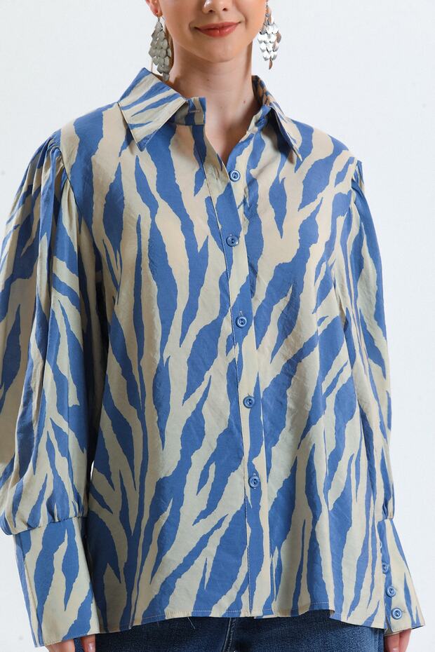 Buttoned Patterned Shirt - 2