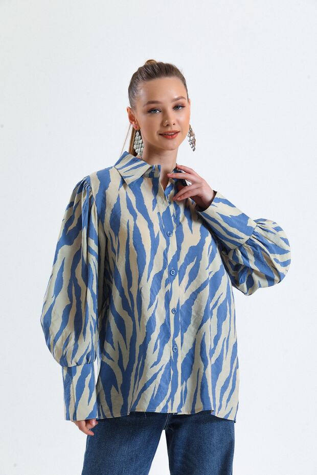 Buttoned Patterned Shirt - 4