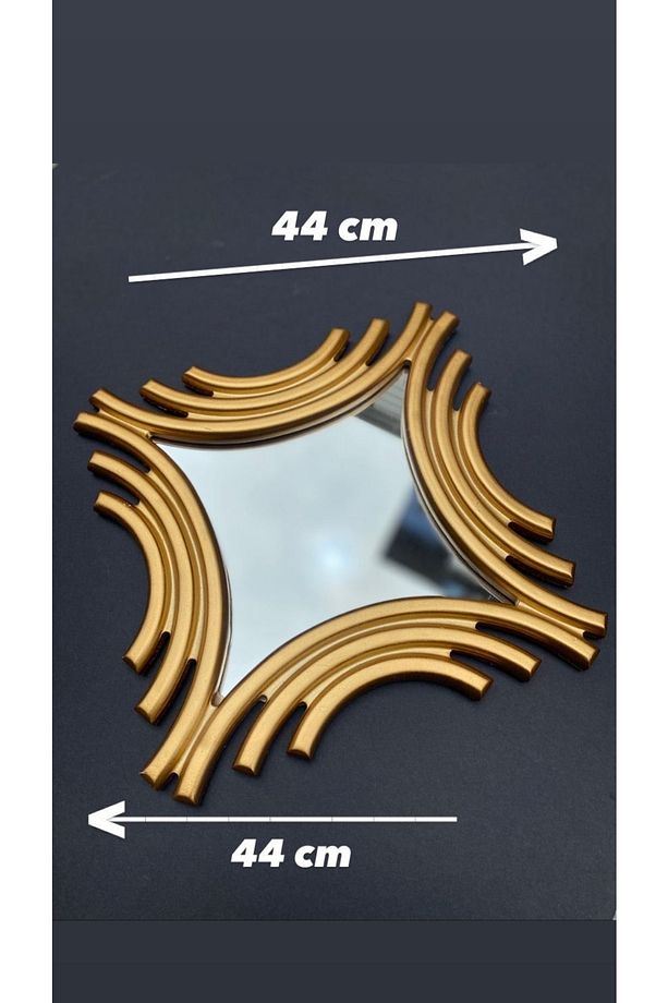 Dekoratif Polyester Tekli Kare Ayna Gold - 4
