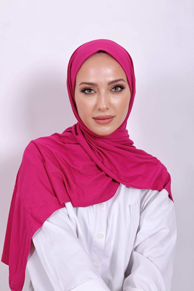 Fuchsia Luxury Combed Cotton Shawl - Women's Hijab Jersey Hijab Lycra Shawl