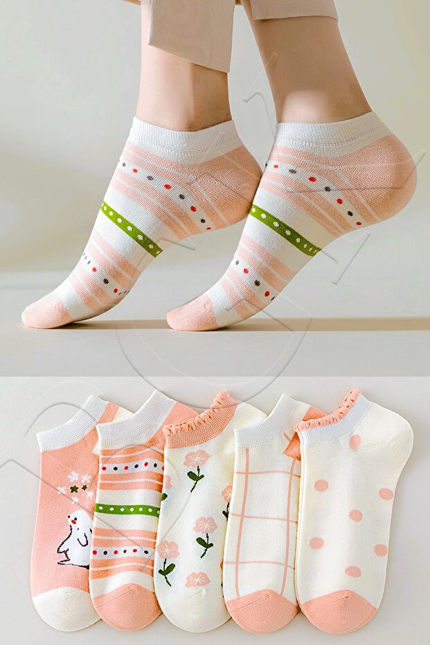 Std 5 Short Summer Rabbit Patterned Women's Socks - Kc 151052 Classic