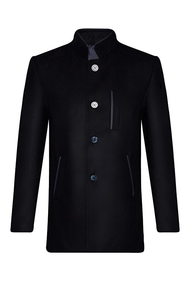 Hakim Yaka Regular Kalıp Düz Kaban - 1