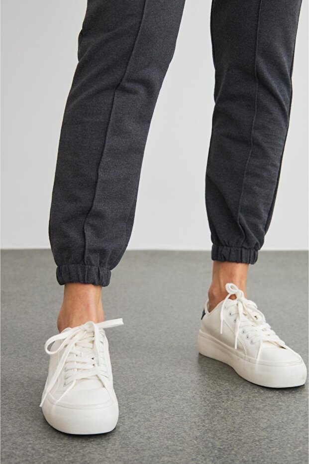 Text Kapüşonlu Basic Oversize Antrasit Alt Üst Eşofman Takımı - 8