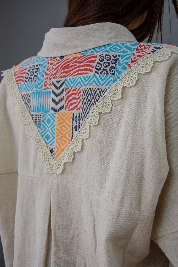 Patch Desenli Comfort Oversize Gömlek - 7