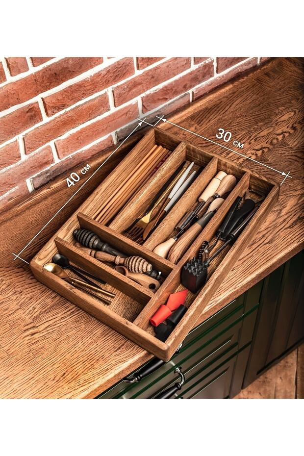 Wooden Cutlery Holder - Drawer Organizer - Wooden Cutlery Organizer