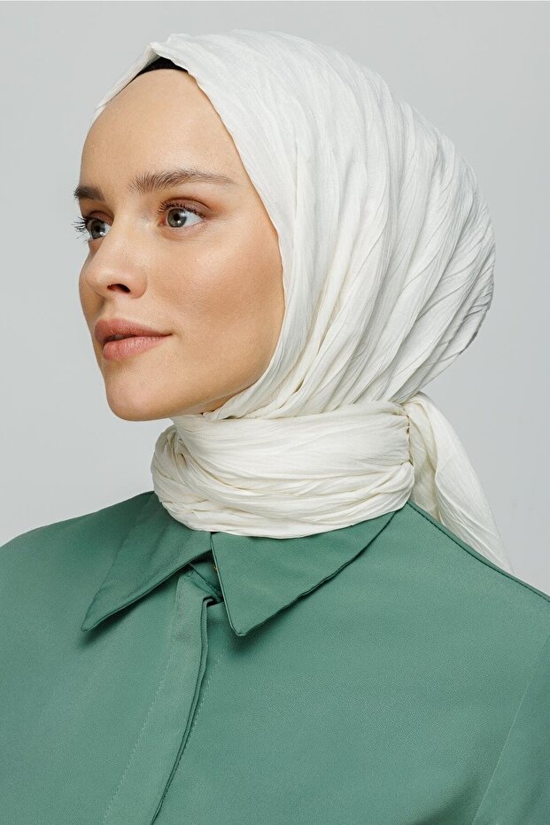 Ekru Piliseli Bambu Şal - 5