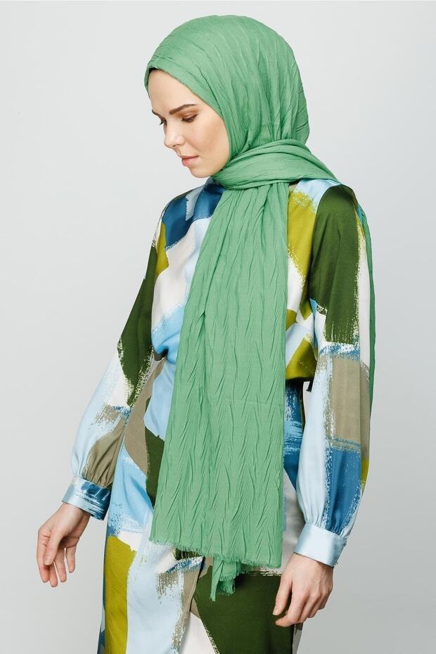 Su Yeşili Piliseli Bambu Şal - 4