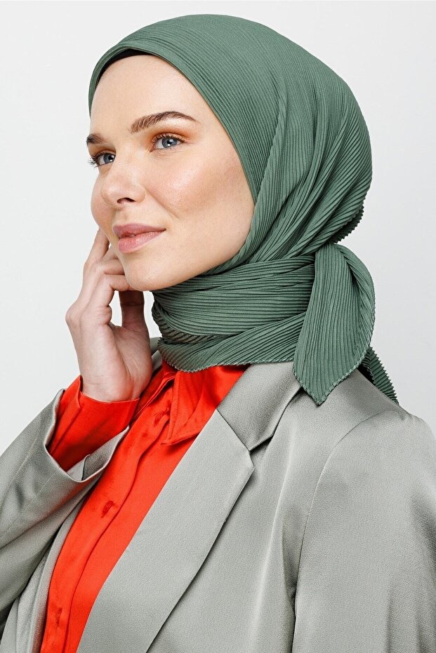 Zeleni plisirani šal - 6
