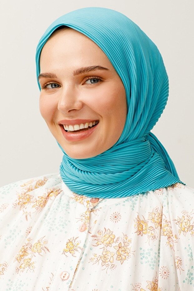 وشاح مطوي باللون الفيروزي - 5