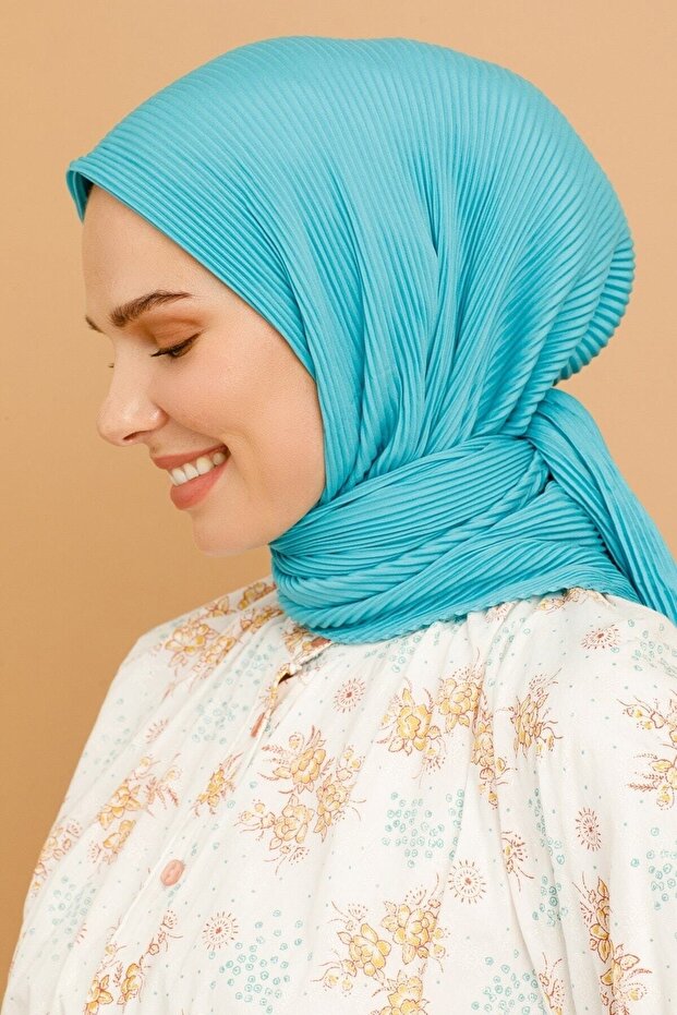 وشاح مطوي باللون الفيروزي - 6