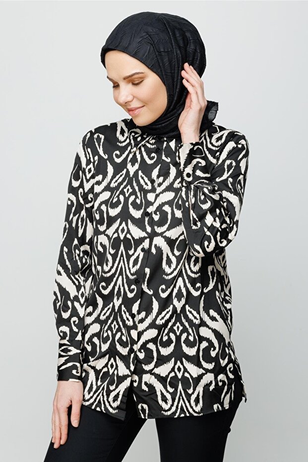 Siyah Piliseli Bambu Eşarp - 5