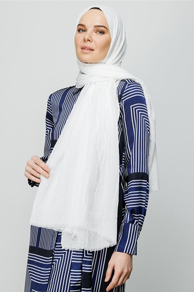 Şal de bambus alb - 6