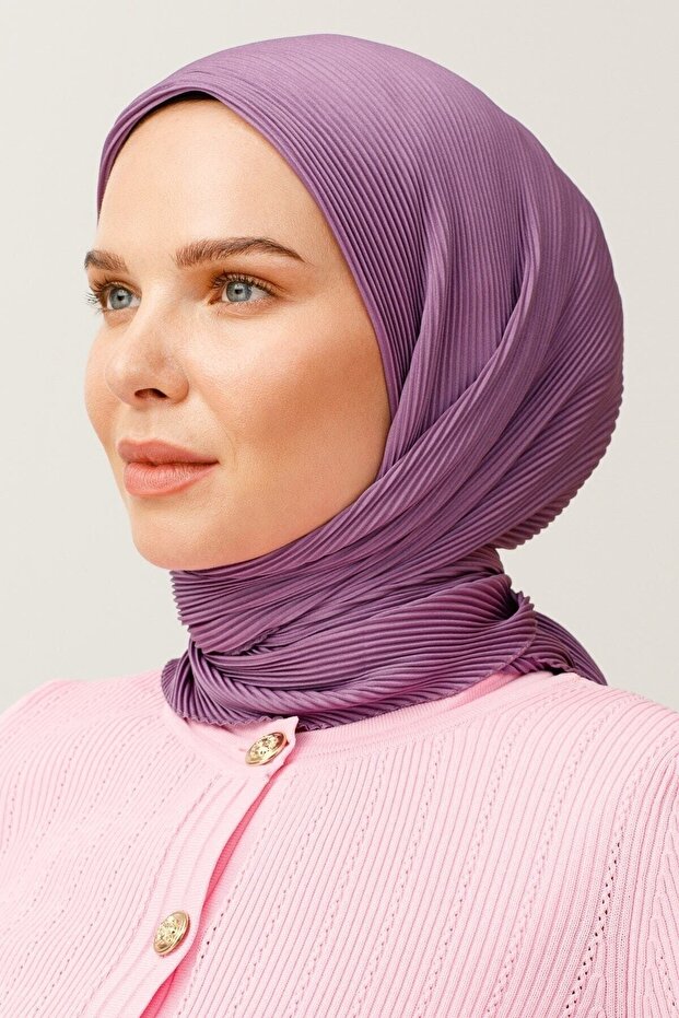 Eșarfă plisată lavandă - 2