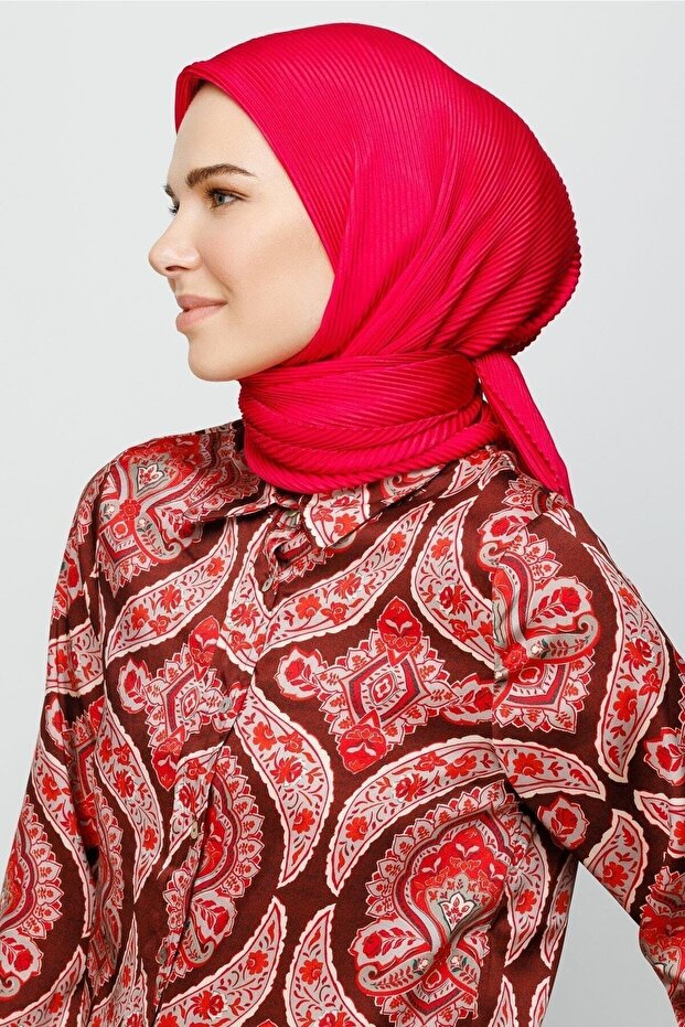 Eșarfă plisată fucsia - 4