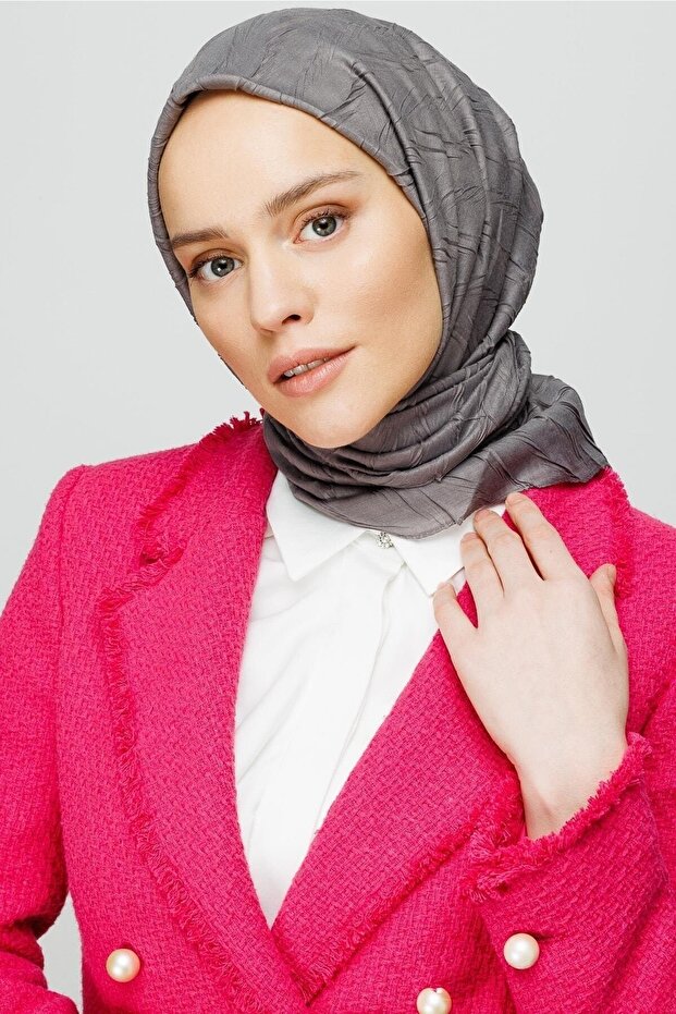 Gri Piliseli Bambu Eşarp - 3