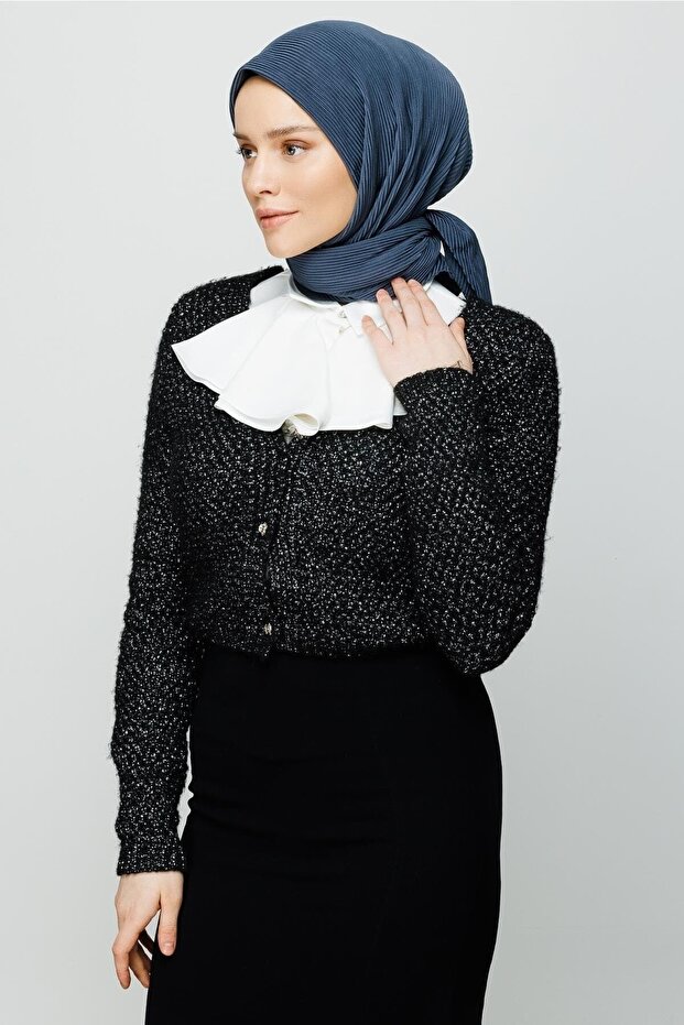 Eșarfă pliată antracit - 3