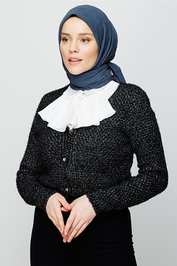 Eșarfă pliată antracit - 7