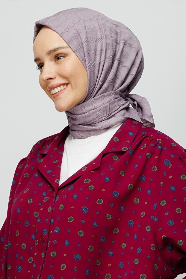 Lavanta Grisi Piliseli Bambu Eşarp - 1