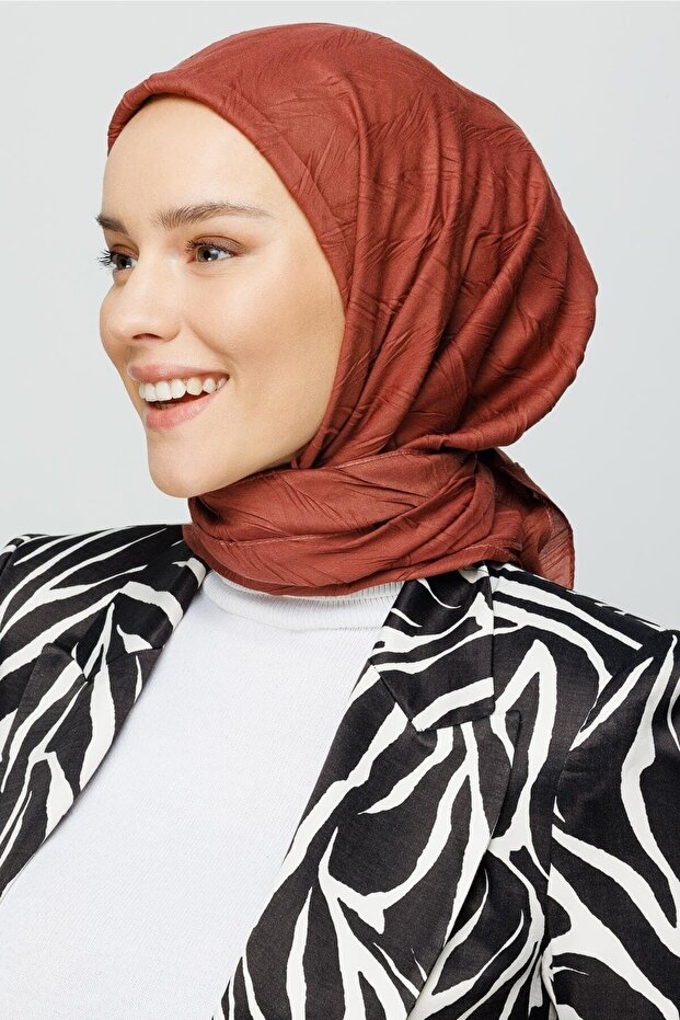 Soğan Kabuğu Piliseli Bambu Eşarp - 1