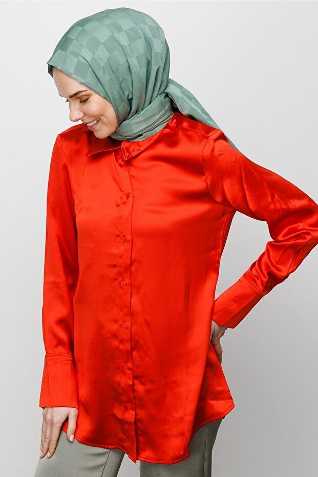 Model verde șamic șal jacquard mătăsos - 6