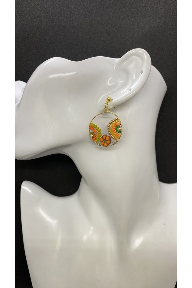Handmade Ethnic Authentic Knitted Beads Czech Glass Women's Earrings