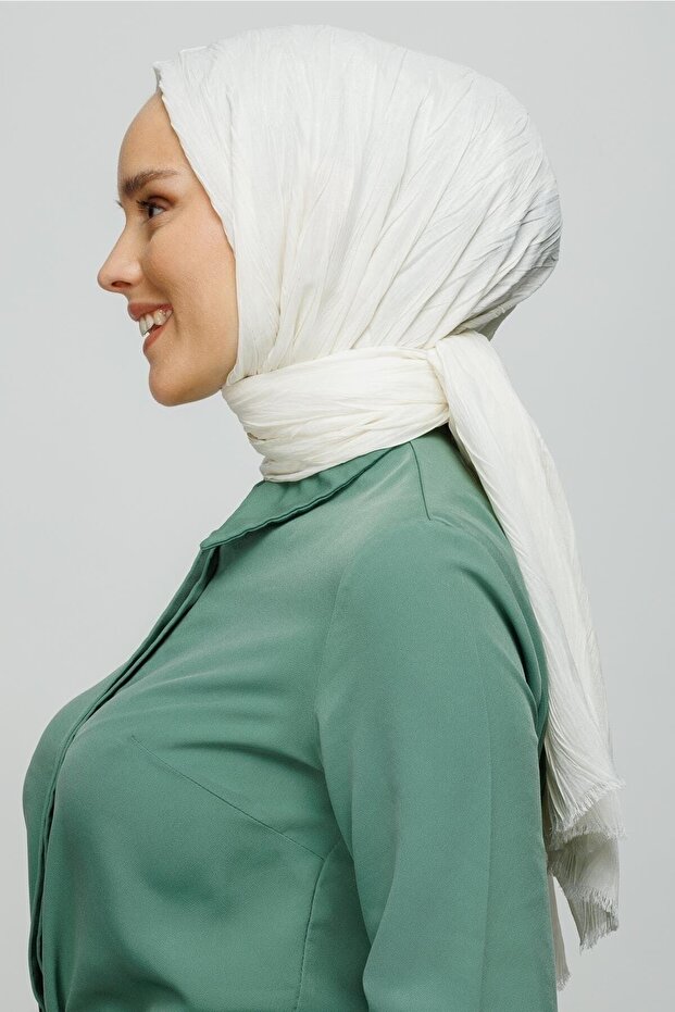 Ekru Piliseli Bambu Şal - 2