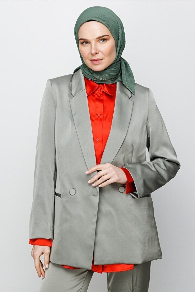 Zeleni plisirani šal - 1