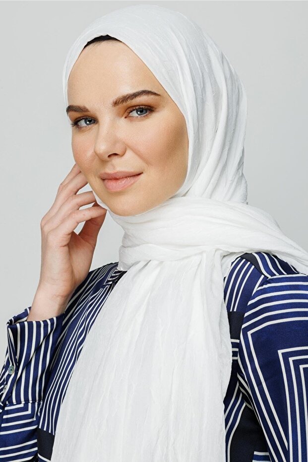 Şal de bambus alb - 1