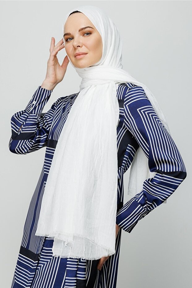 Şal de bambus alb - 7