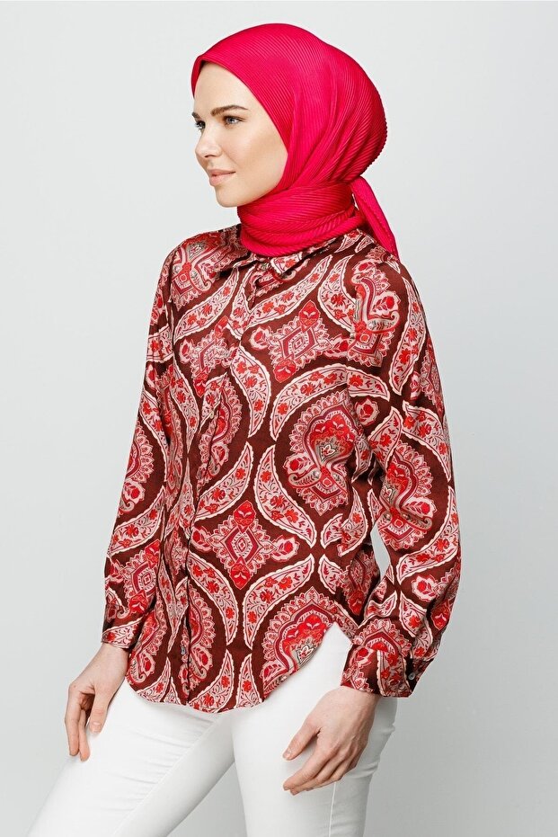 Eșarfă plisată fucsia - 3