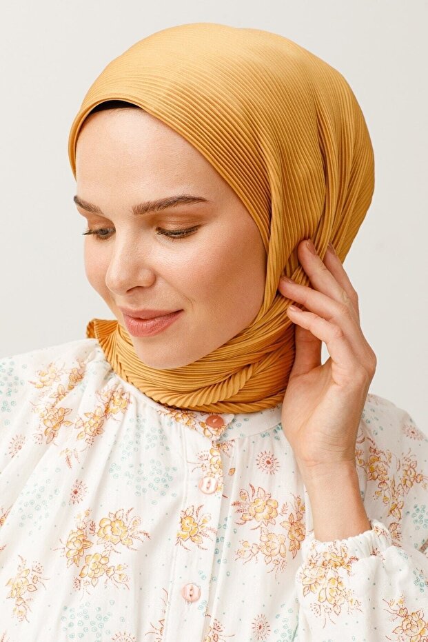 Eșarfă plisată șofran - 4