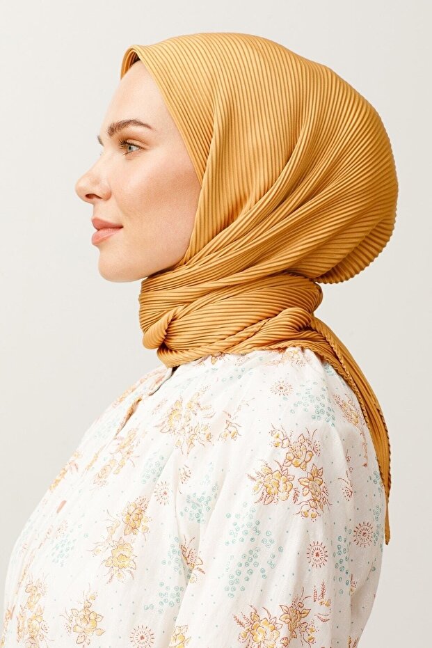 Eșarfă plisată șofran - 5