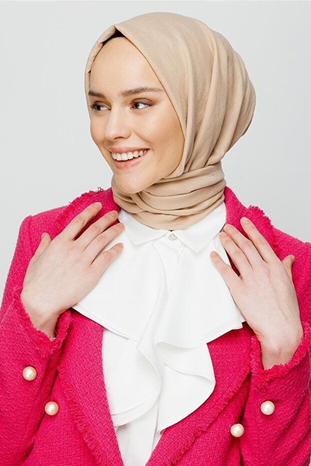 Eșarfă Bumbac Bej Nisip - 1