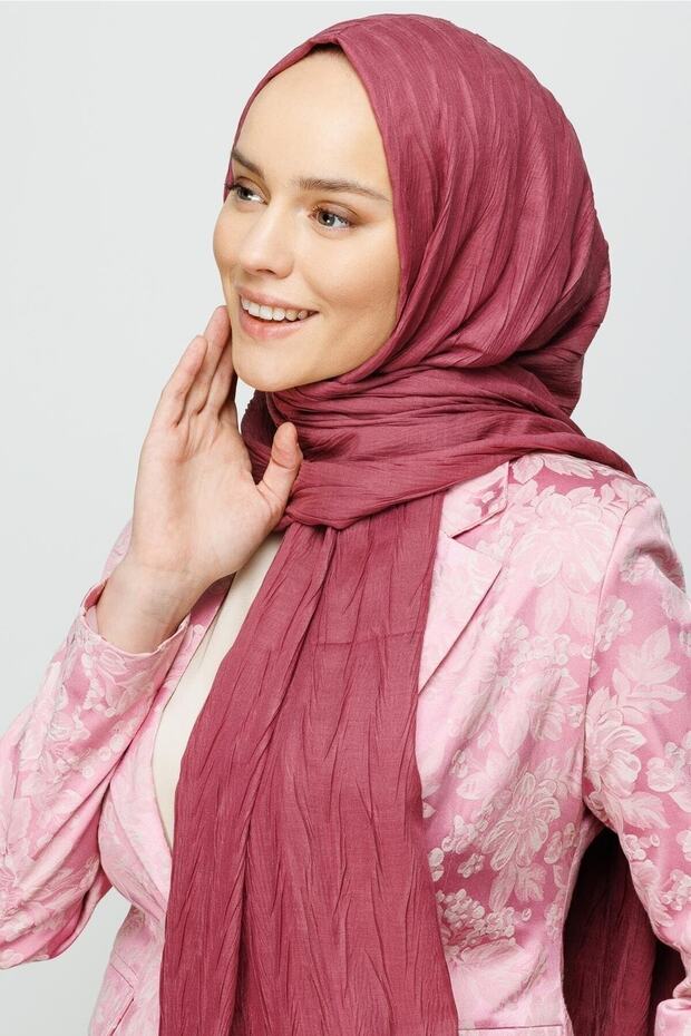 Gül Kurusu Piliseli Bambu Şal - 2