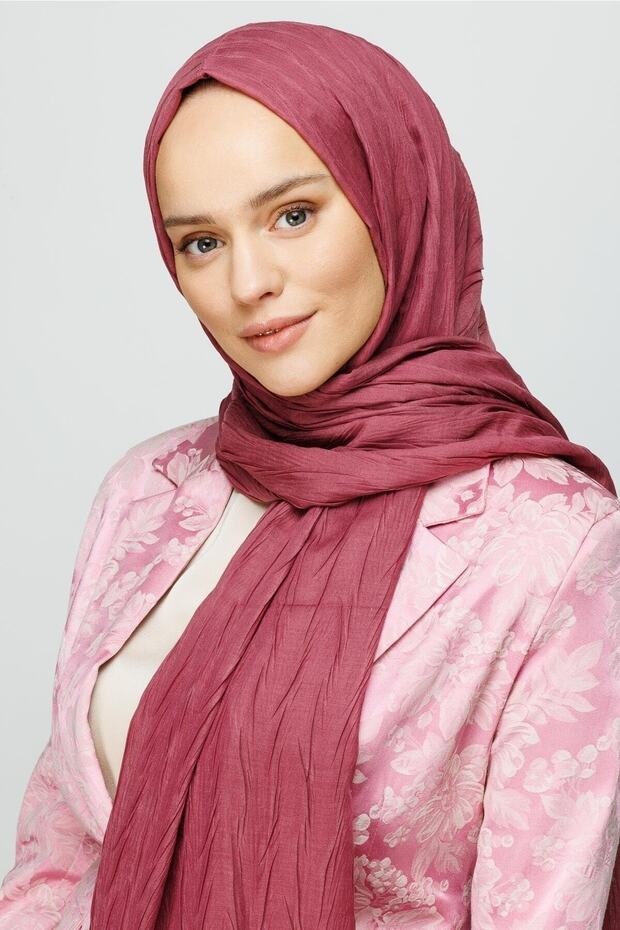 Gül Kurusu Piliseli Bambu Şal - 6
