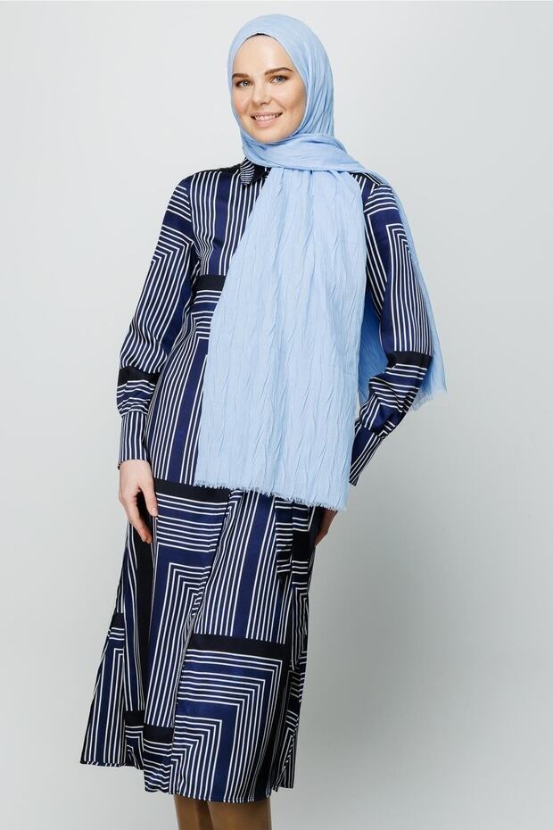 Bebek Mavisi Piliseli Bambu Şal - 6