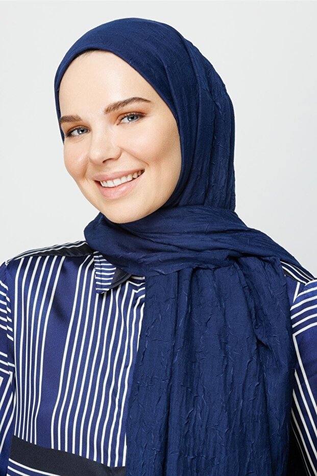 Lacivert Bambu Şal - 1