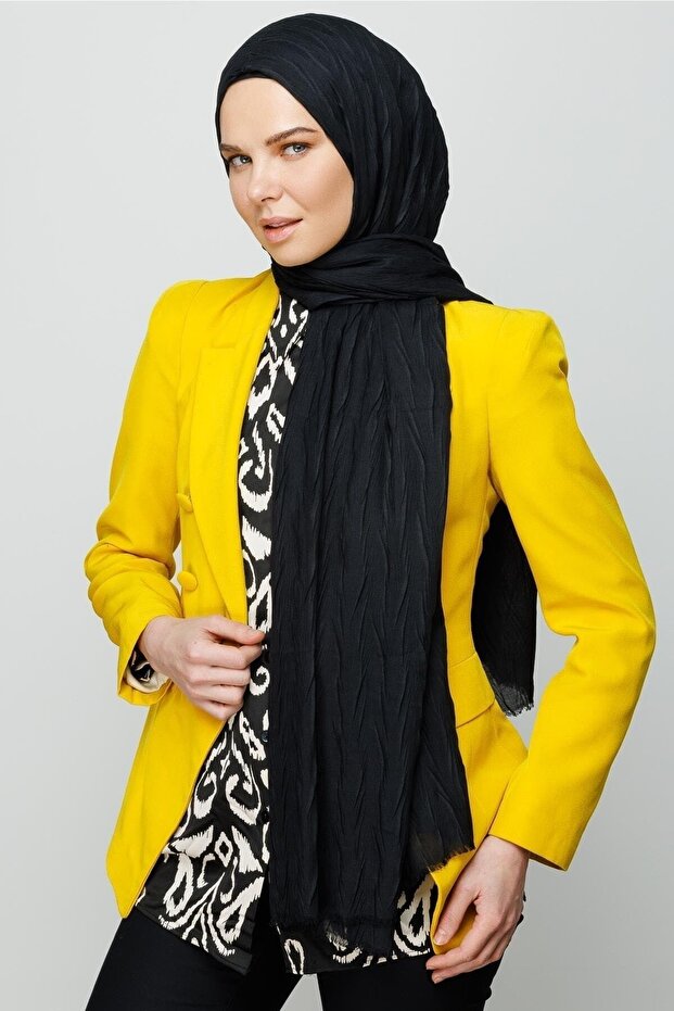 Siyah Piliseli Bambu Şal - 4